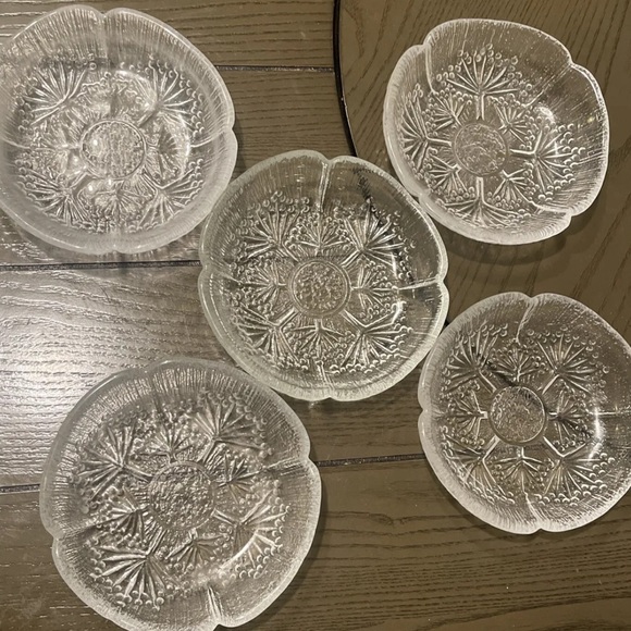 5 COW PARSLEY Glass Dessert Bowls Pertti Kallioinen Lasisepat Mantsala Finland - Picture 1 of 8